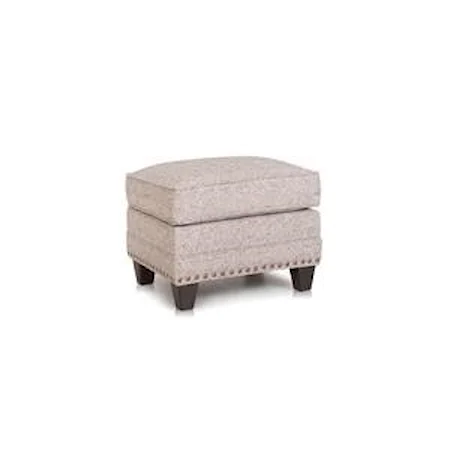 Fabric Ottoman with Nailhead Trim